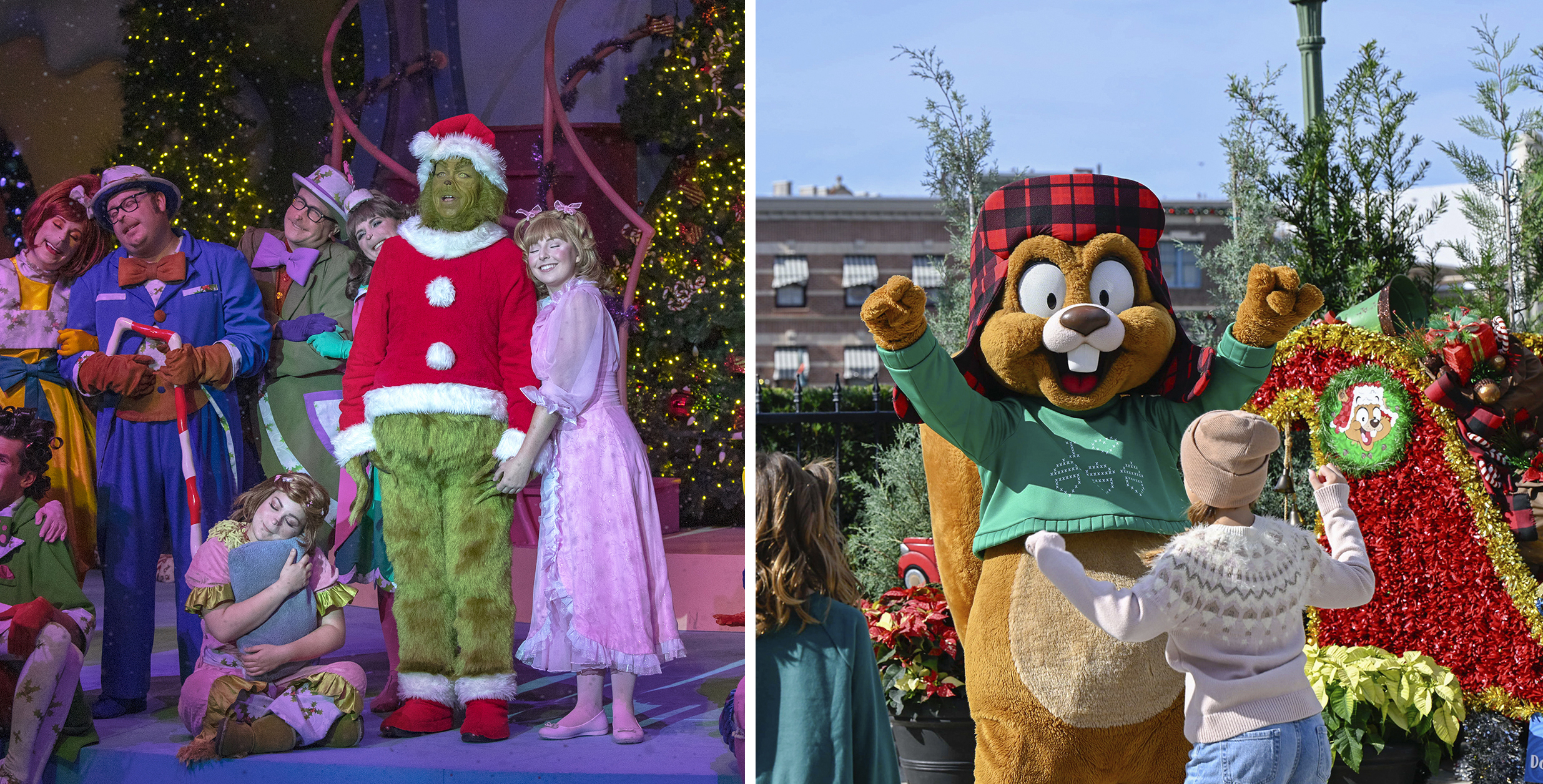 The Grinch and Earl the Squirrel are among Universal Orlando's holiday characters.